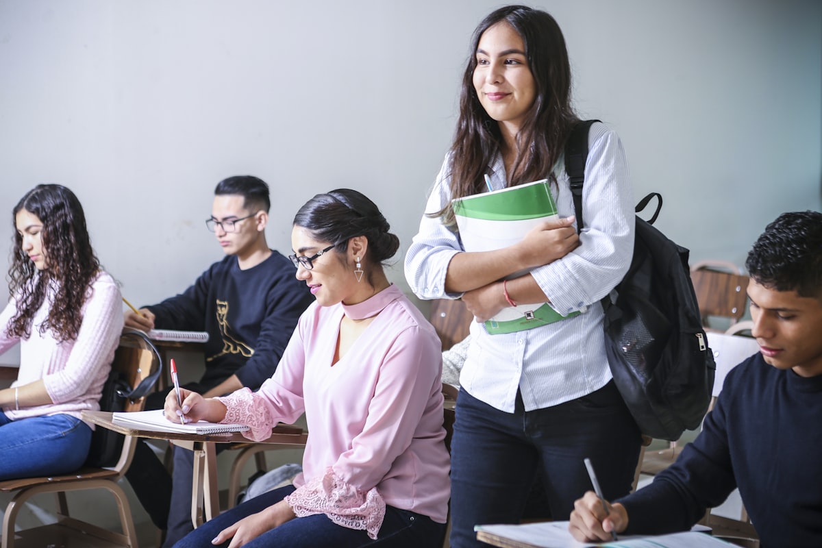 Students learning Korean